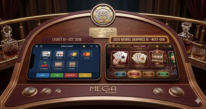 Graphic comparison showing performance gains in the Mega8888 latest version update guide Malaysia.