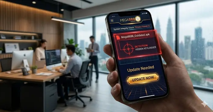 Detailed 2026 visual of a malware scan identifying a keylogger risk, a major consequence of not updating mega8888.